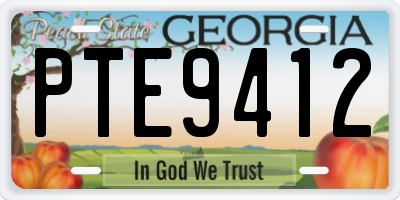 GA license plate PTE9412