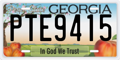 GA license plate PTE9415