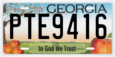GA license plate PTE9416