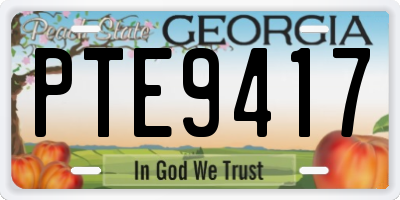GA license plate PTE9417