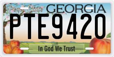 GA license plate PTE9420