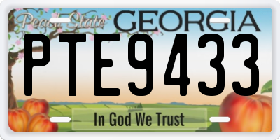 GA license plate PTE9433