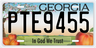 GA license plate PTE9455