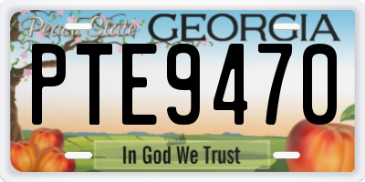 GA license plate PTE9470