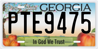 GA license plate PTE9475