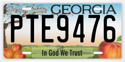 GA license plate PTE9476