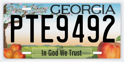 GA license plate PTE9492