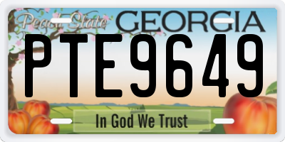 GA license plate PTE9649