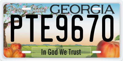 GA license plate PTE9670