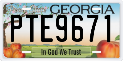 GA license plate PTE9671
