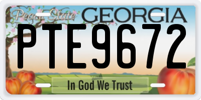 GA license plate PTE9672