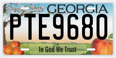 GA license plate PTE9680