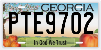GA license plate PTE9702