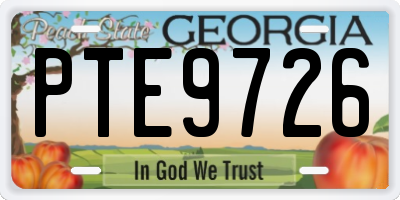 GA license plate PTE9726