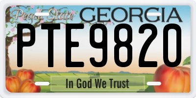 GA license plate PTE9820