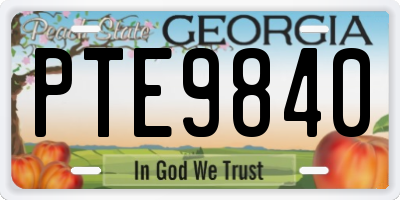 GA license plate PTE9840