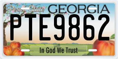 GA license plate PTE9862