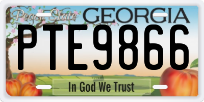 GA license plate PTE9866