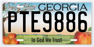GA license plate PTE9886