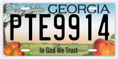 GA license plate PTE9914