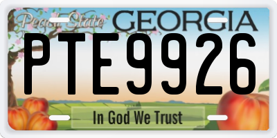 GA license plate PTE9926