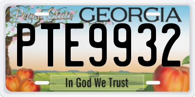 GA license plate PTE9932