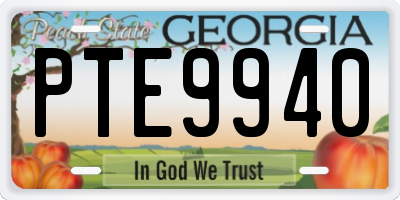 GA license plate PTE9940