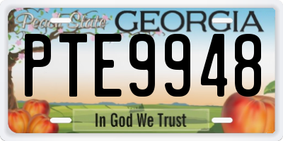 GA license plate PTE9948