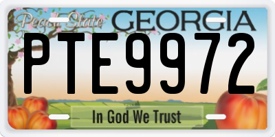 GA license plate PTE9972