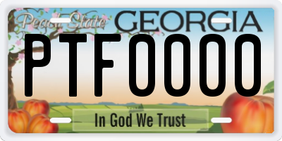 GA license plate PTF0000