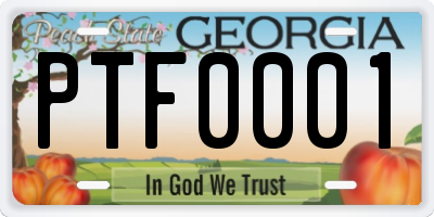 GA license plate PTF0001
