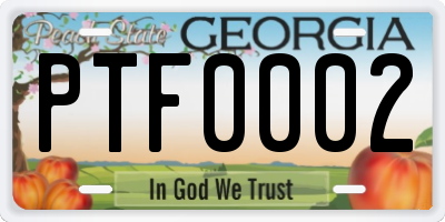 GA license plate PTF0002