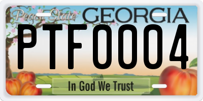GA license plate PTF0004