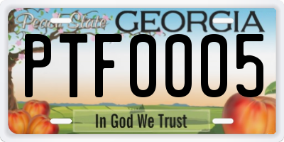 GA license plate PTF0005