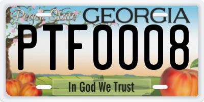 GA license plate PTF0008