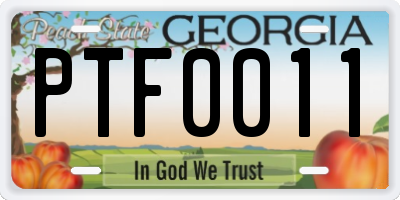 GA license plate PTF0011