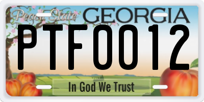GA license plate PTF0012