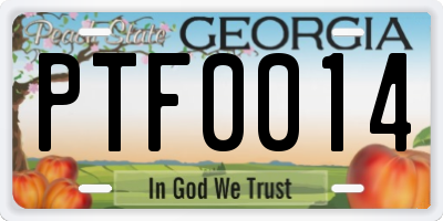 GA license plate PTF0014