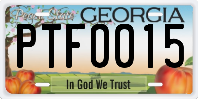 GA license plate PTF0015