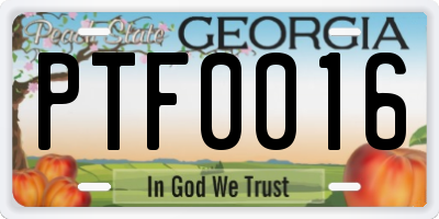 GA license plate PTF0016