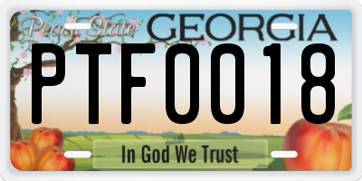 GA license plate PTF0018