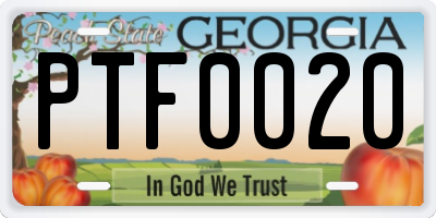 GA license plate PTF0020