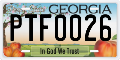 GA license plate PTF0026
