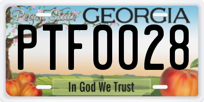 GA license plate PTF0028