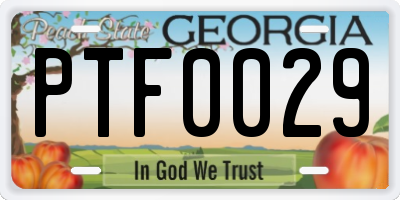 GA license plate PTF0029