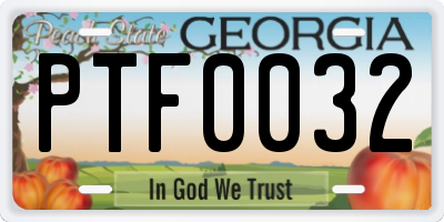 GA license plate PTF0032