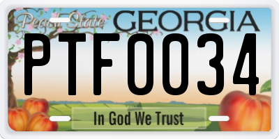 GA license plate PTF0034