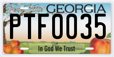GA license plate PTF0035