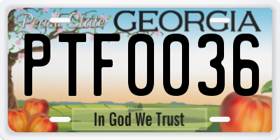 GA license plate PTF0036