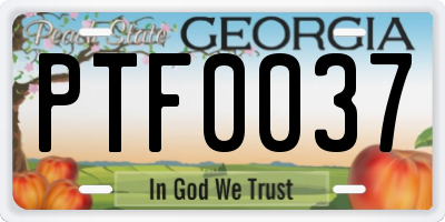 GA license plate PTF0037